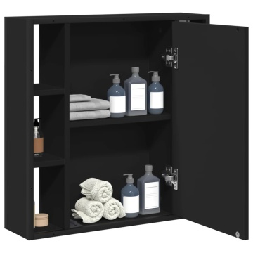 Dulap baie cu oglindă negru 60x16x60 cm lemn compozit - Img 4
