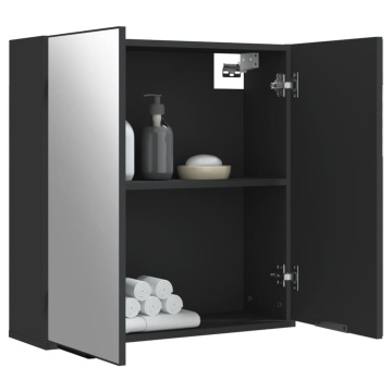 Dulap baie cu oglindă negru 64x20x67 cm lemn compozit - Img 8