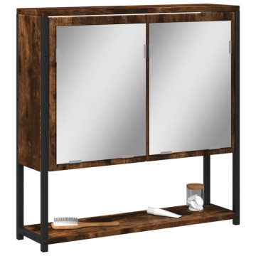 Dulap baie cu oglindă stejar fumuriu 60x16x60 cm lemn compozit - Img 1