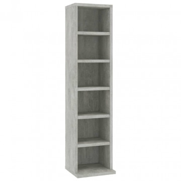 Dulap CD-uri, gri beton, 21x20x88 cm, lemn compozit - Img 2