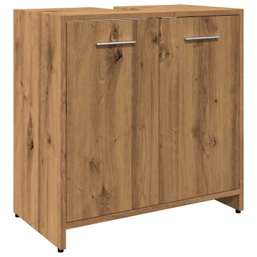 Dulap chiuvetă baie, stejar artizanal 65x33x60cm lemn prelucrat - Img 2