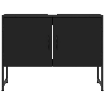 Dulap chiuveta de baie, negru, 80x33x60 cm, lemn compozit - Img 8