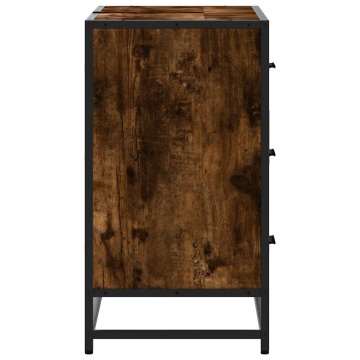 Dulap chiuveta de baie stejar fumuriu 80x33x60 cm lemn compozit - Img 6