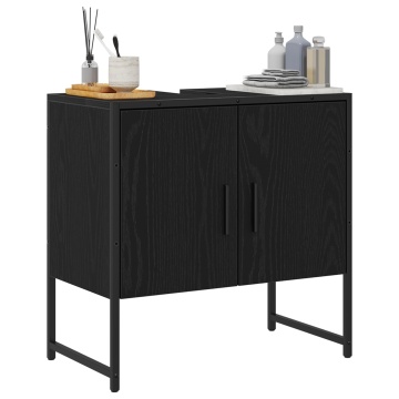 Dulap chiuvetă de baie, stejar negru 60x33x60 cm lemn prelucrat - Img 3