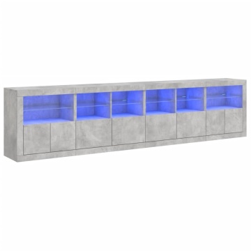 Dulap cu lumini LED, gri beton, 283x37x67 cm - Img 2