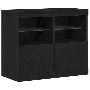 Dulap cu lumini LED, stejar negru, 81x37x67 cm - Img 2