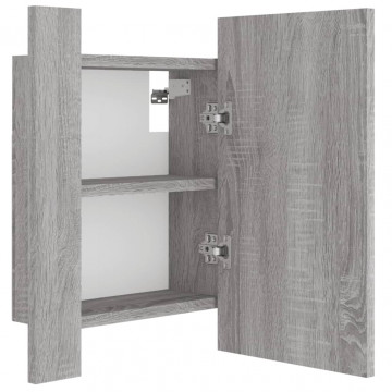 Dulap cu oglindă cu LED de baie, gri sonoma, 40x12x45 cm, lemn - Img 7