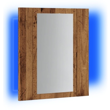 Dulap cu oglindă cu LED de baie, lemn vechi, 40x12x45 cm, lemn - Img 3