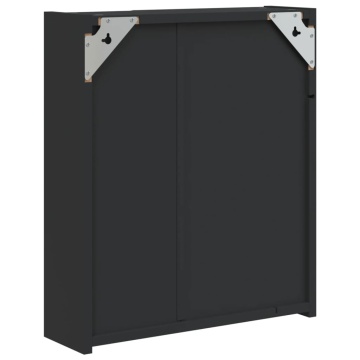 Dulap cu oglindă de baie cu LED, negru, 45x13x52 cm - Img 7