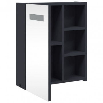 Dulap cu oglindă de baie cu lumină LED, gri, 45x13x52 cm - Img 8