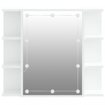 Dulap cu oglindă și LED, alb, 70x16,5x60 cm - Img 7