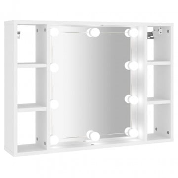 Dulap cu oglindă și LED, alb, 76x15x55 cm - Img 2