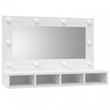 Dulap cu oglindă și LED, alb, 90x31,5x62 cm - Img 3