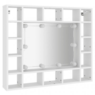 Dulap cu oglindă și LED, alb, 91x15x76,5 cm - Img 3