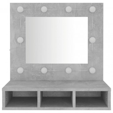 Dulap cu oglindă și LED, gri beton, 60x31,5x62 cm - Img 8