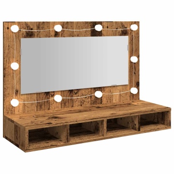 Dulap cu oglindă și LED, lemn vechi, 90x31,5x62 cm - Img 7