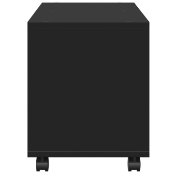 Dulap cu roți, negru, 72x33x42,5 cm, lemn prelucrat - Img 5