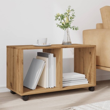 Dulap cu roți, stejar artizanal, 72x33x42,5 cm, lemn prelucrat - Img 3