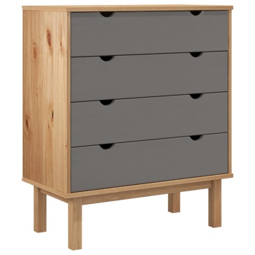 Dulap cu sertar OTTA, maro/gri, 76,5x39,5x90 cm, lemn masiv pin - Img 2