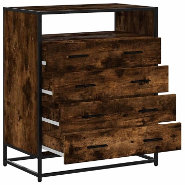 Dulap cu sertar, stejar fumuriu, 70x41x70 cm, lemn prelucrat - Img 8