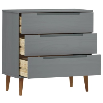 Dulap cu sertare „MOLDE”, gri, 80x40x80 cm, lemn masiv de pin - Img 12