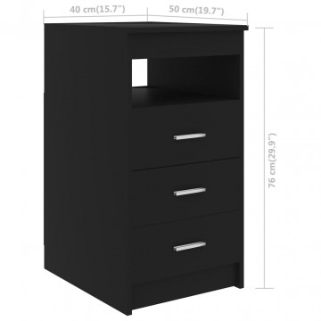 Dulap cu sertare, negru, 40x50x76 cm, lemn compozit - Img 5