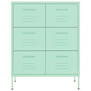 Dulap cu sertare, verde mentă, 80x35x101,5 cm, oțel - Img 3