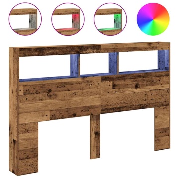Dulap cu tăblie cu LED Lemn vechi 160x17x102 cm - Img 2