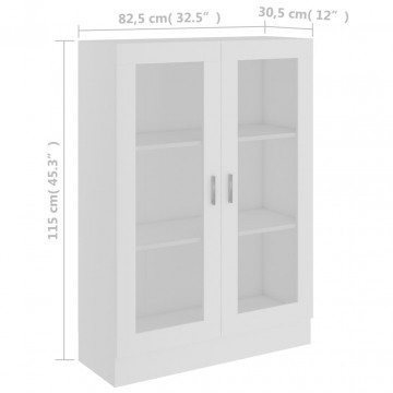 Dulap cu vitrină, alb, 82,5 x 30,5 x 115 cm, PAL - Img 7