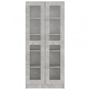 Dulap cu vitrină, gri beton, 82,5 x 30,5 x 185,5 cm, PAL - Img 8