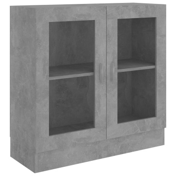 Dulap cu vitrină, gri beton, 82,5x30,5x80 cm, lemn prelucrat - Img 2