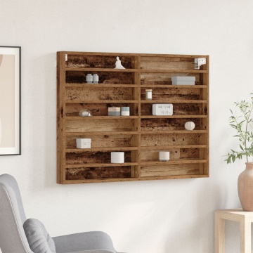 Dulap cu vitrină, lemn vechi, 100x8,5x75 cm, lemn prelucrat - Img 1