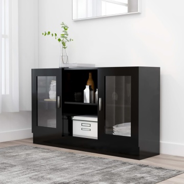 Dulap cu vitrină, negru, 120 x 30,5 x 70 cm, lemn prelucrat - Img 1
