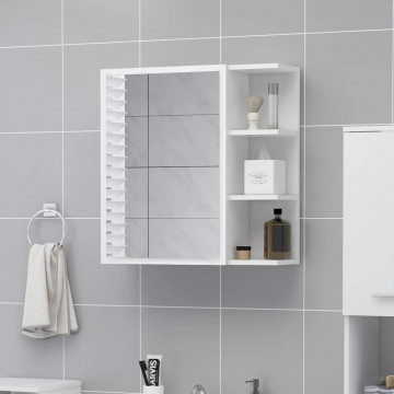 Dulap de baie cu oglindă, alb, 62,5 x 20,5 x 64 cm, PAL - Img 1