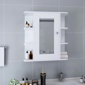 Dulap de baie cu oglindă, alb, 66 x 17 x 63 cm, MDF - Img 1