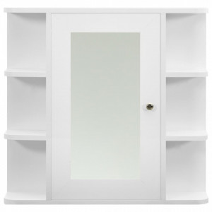 Dulap de baie cu oglindă, alb, 66 x 17 x 63 cm, MDF - Img 4