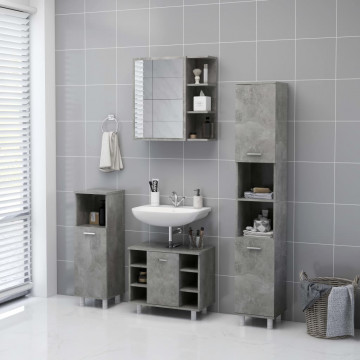 Dulap de baie cu oglindă, gri beton, 62,5 x 20,5 x 64 cm, PAL - Img 8