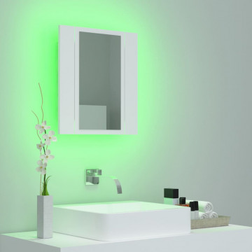 Dulap de baie cu oglindă & LED, alb, 40x12x45 cm - Img 4