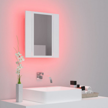Dulap de baie cu oglindă & LED, alb, 40x12x45 cm - Img 8