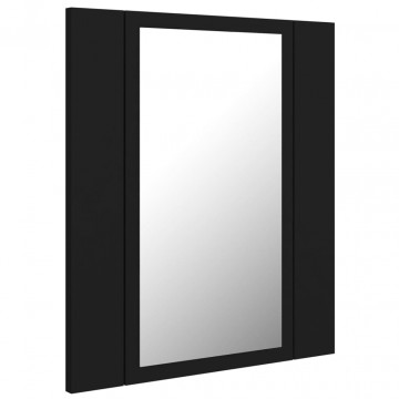 Dulap de baie cu oglindă & LED, negru, 40x12x45 cm, acril - Img 7