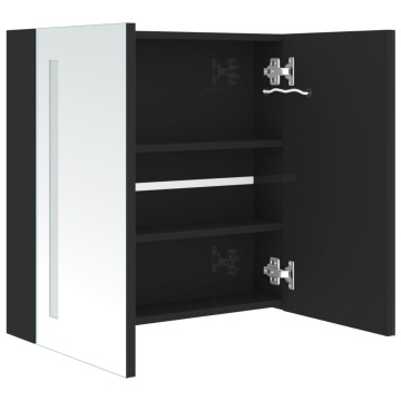 Dulap de baie cu oglindă și LED negru strălucitor 62x14x60 cm - Img 8