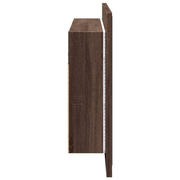 Dulap de baie cu oglindă și LED stejar maro, 90x12x45 cm, acril - Img 10