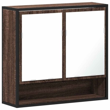 Dulap de baie cu oglindă stejar maro 65x20x60 cm lemn compozit - Img 2