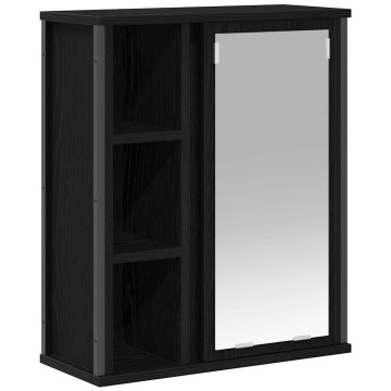 Dulap de baie cu oglindă stejar negru 50x21x60 cm - Img 2
