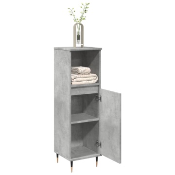 Dulap de baie, gri beton, 30x30x100 cm, lemn prelucrat - Img 3