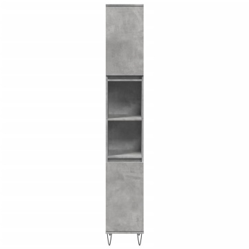 Dulap de baie, gri beton, 30x30x190 cm, lemn prelucrat - Img 4