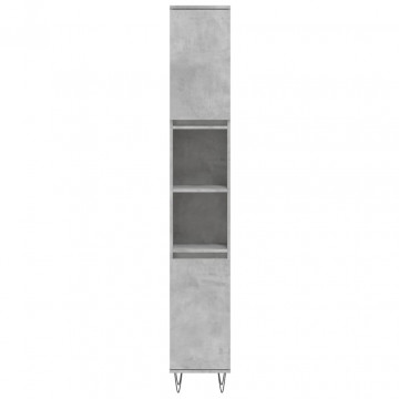 Dulap de baie, gri beton, 30x30x190 cm, lemn prelucrat - Img 8