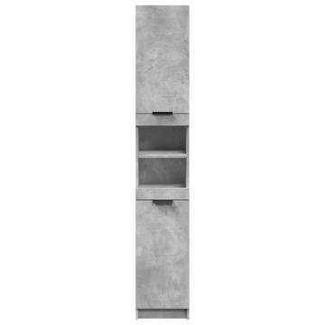 Dulap de baie, gri beton, 32x34x188,5 cm, lemn compozit - Img 4