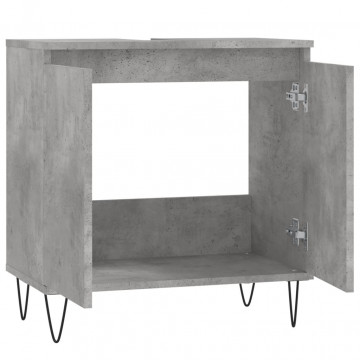 Dulap de baie, gri beton, 58x33x60 cm, lemn prelucrat - Img 8