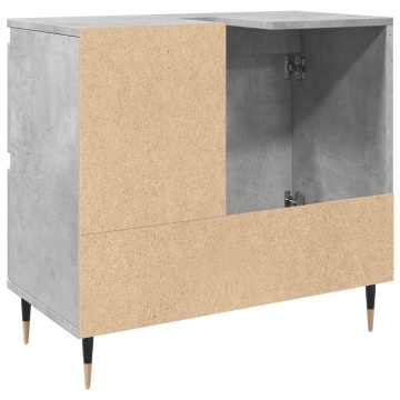 Dulap de baie, gri beton, 65x33x60 cm, lemn prelucrat - Img 5
